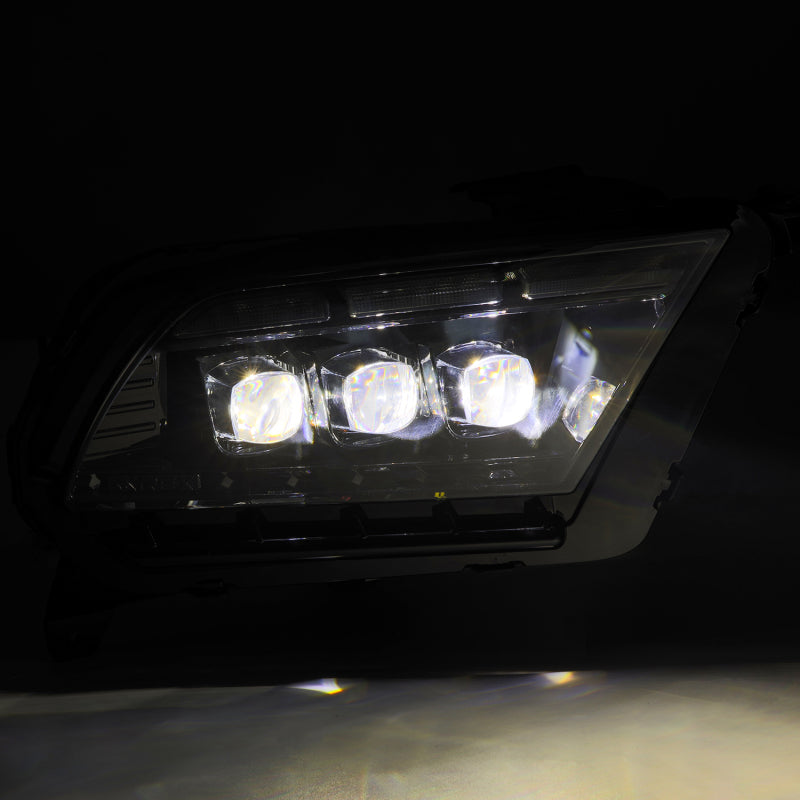 AlphaRex 13-14 Ford Mustang NOVA LED Proj Headlights Alpha-Blk w/Actv Light & Seq.Sig / SB DRL