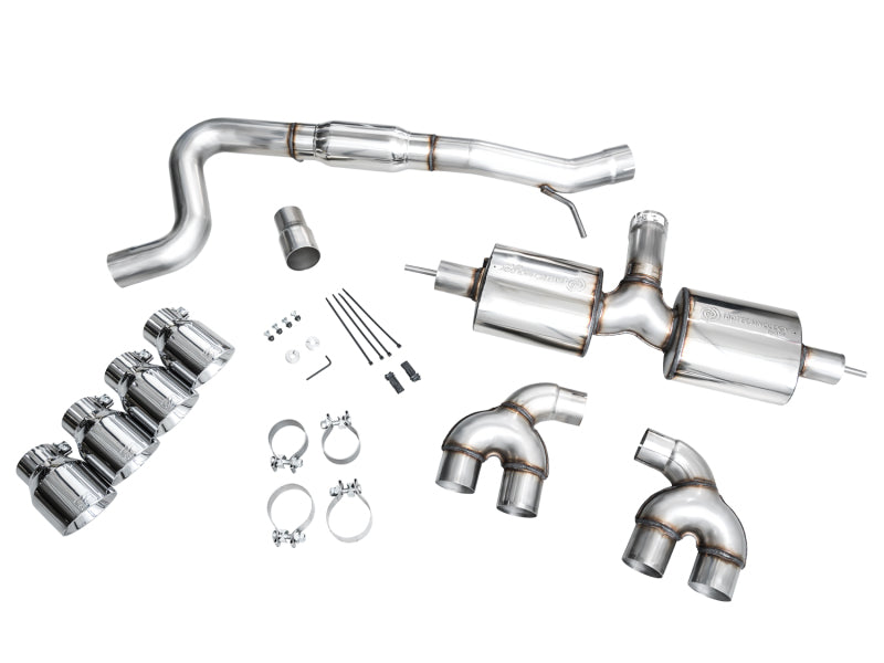 AWE MK8 Volkswagen Golf R 3in Touring Edition Quad Exhaust - Chrome Silver Tips