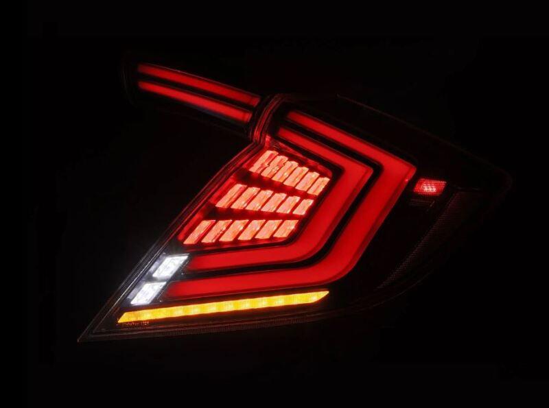 AlphaRex 16-21 Honda Civic Hatchback/ Type-R FK8 Nova-Series LED Tail Lights (Pair) - Alpha Black