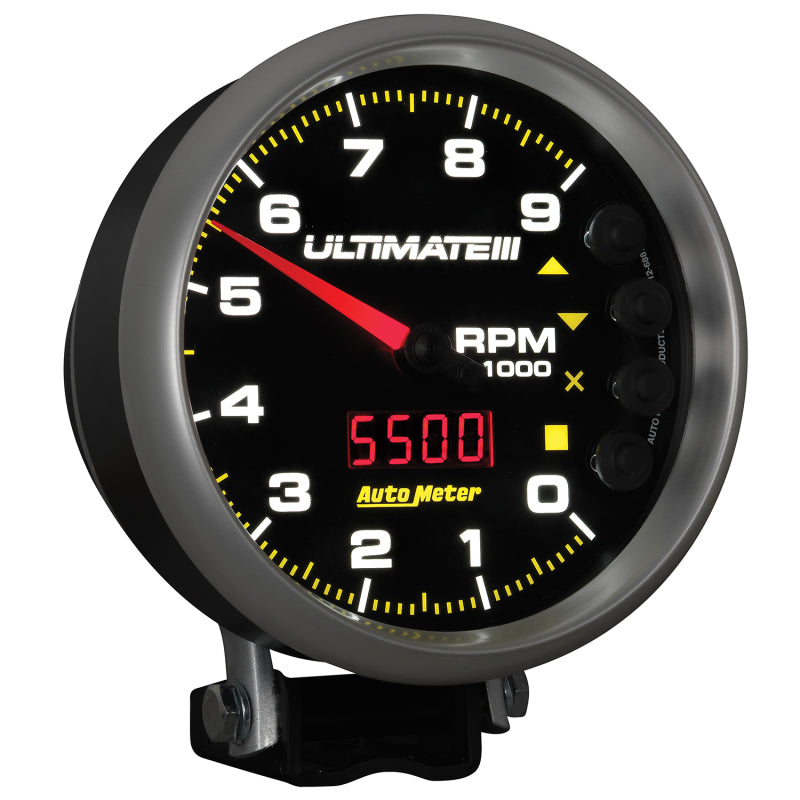 Autometer 5 inch Ultimate III Playback Tachometer 9000 RPM - Black