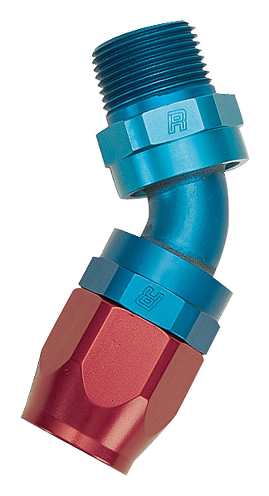 Russell Performance -12 AN Red/Blue 45 Deg Full Flow Swivel Pipe Thread Hose End (With 1/2in NPT)