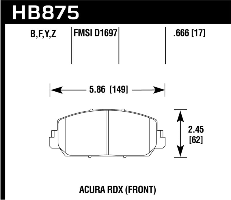 Hawk 14-17 Acura RDX/RLX HPS 5.0 Front Brake Pads ( does not fit civic Type R)