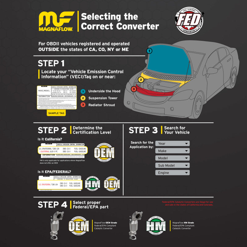 MagnaFlow 02-03 Mitsubishi Lancer V4 2.0L (excl. Turbocharged) Rear Direct Fit Catalytic Converter