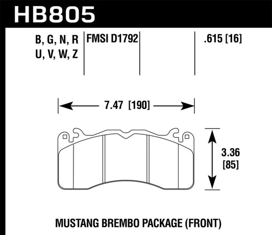 Hawk 15-17 Ford Mustang Brembo Package Performance Ceramic Front Brake Pads