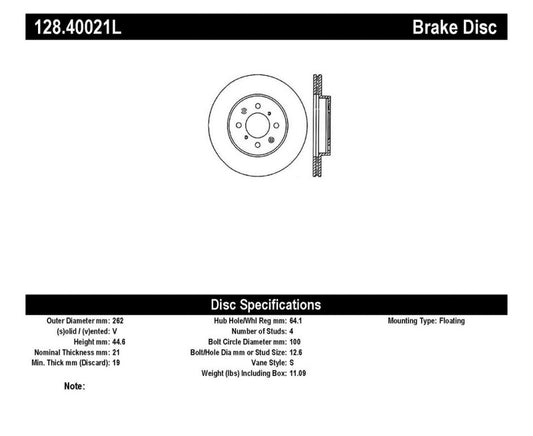 StopTech 90-01 Integra (EXC Type R) / 90-05 Honda Civic Cross Drilled Left Front Rotor