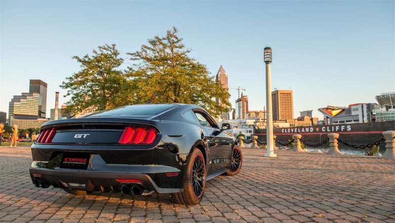 Corsa 2015-2017 Ford Mustang GT 5.0 3in Cat Back Exhaust Black Quad Tips (Sport)