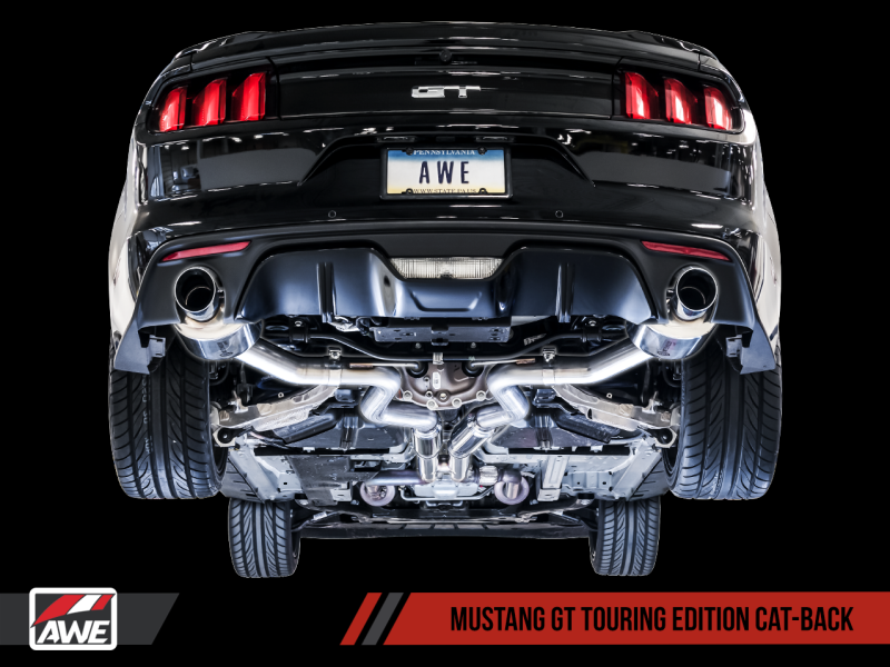 AWE Tuning S550 Mustang GT Cat-back Exhaust - Touring Edition (Chrome Silver Tips)