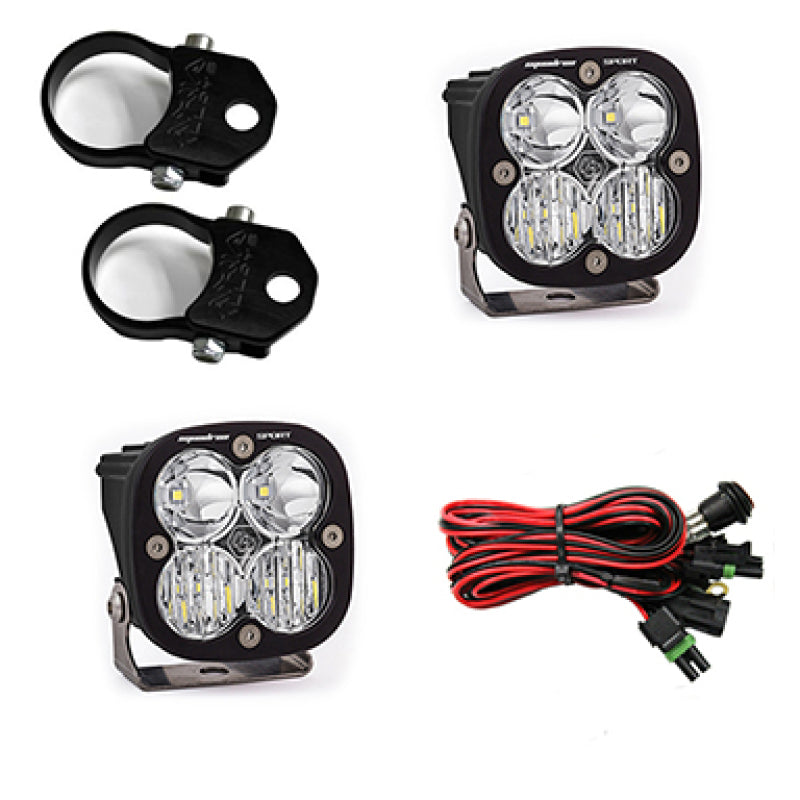 Baja Designs Squadron Sport Polaris A-Pillar LED Light Pods w/ 1.75in Harness/Mounts Kit