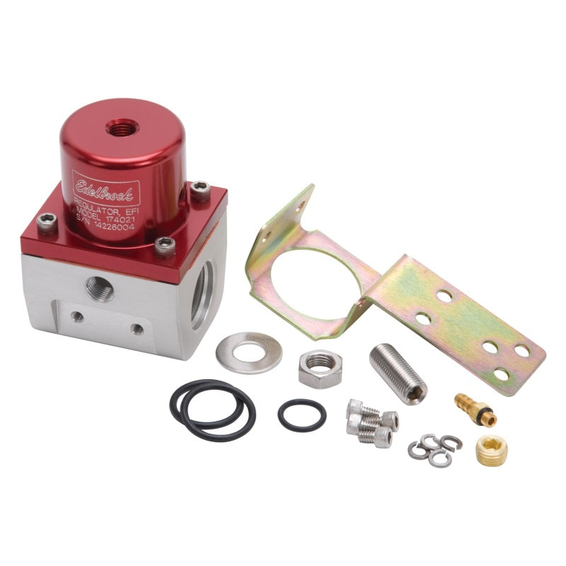 Edelbrock Fuel Pressure Regulator EFI 180 GPH 35-90 PSI -10In/Out -6 Return Red/Clear