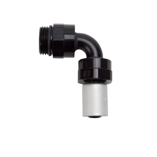 Russell Performance -8 SAE Port Male to -8 AN Hose 90 Degree Crimp On Hose End - Black Anodized