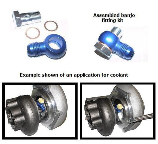 ATP Banjo Fitting Kit Aluminum Banjo Fitting 14mm Hole (for 14mm Bolt) with -6AN Male Flare