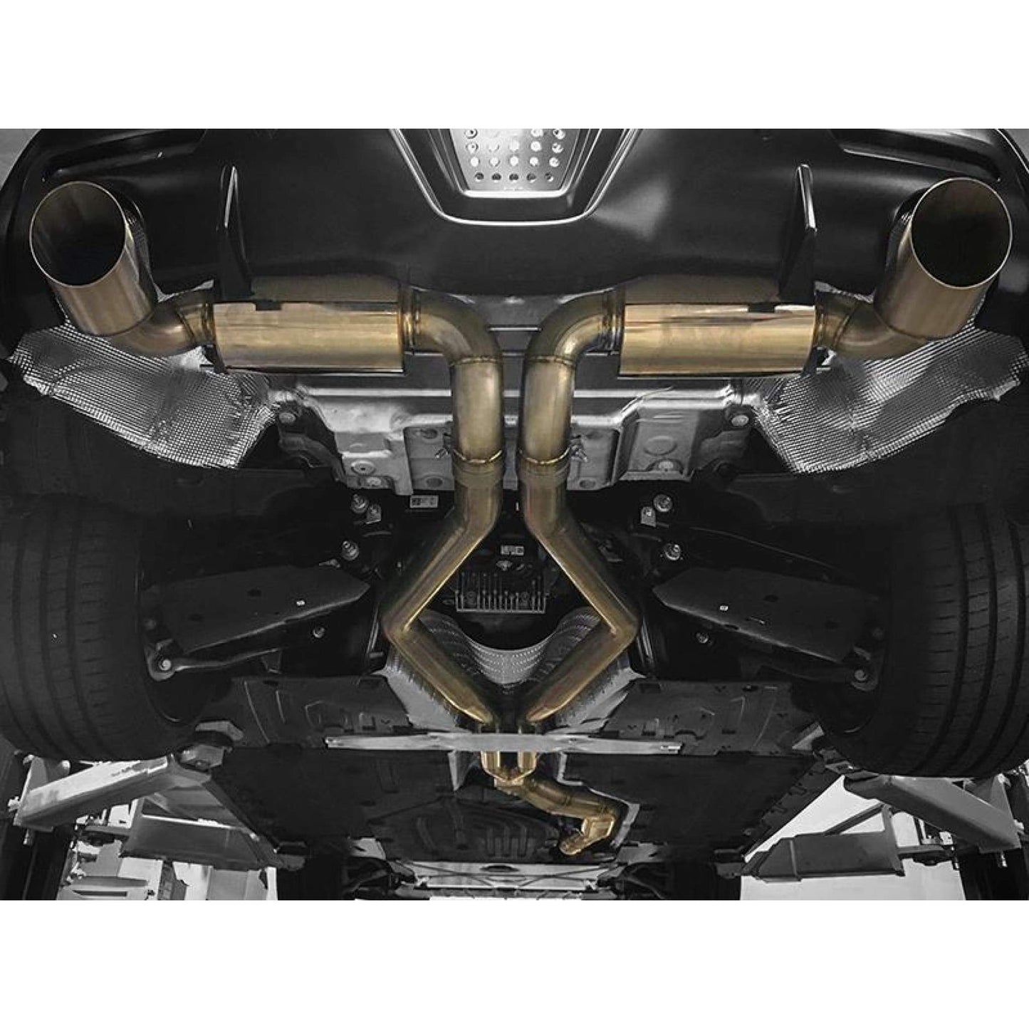 ETS 2020 Toyota Supra Exhaust System - ETS Pro Series Downpipe Connection - 4.0 Slip Fit w/ Dual 3.0 Outlets / Dual Mufflers - 2020 Supra