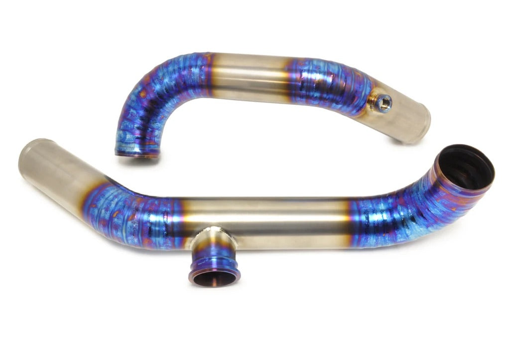 STM Evo 7/8/9 Titanium 2.5in Upper Intercooler Pipe Kit - Burned Blue (+$125) / TiAL BOV Flange / for 2.75" Throttle Body