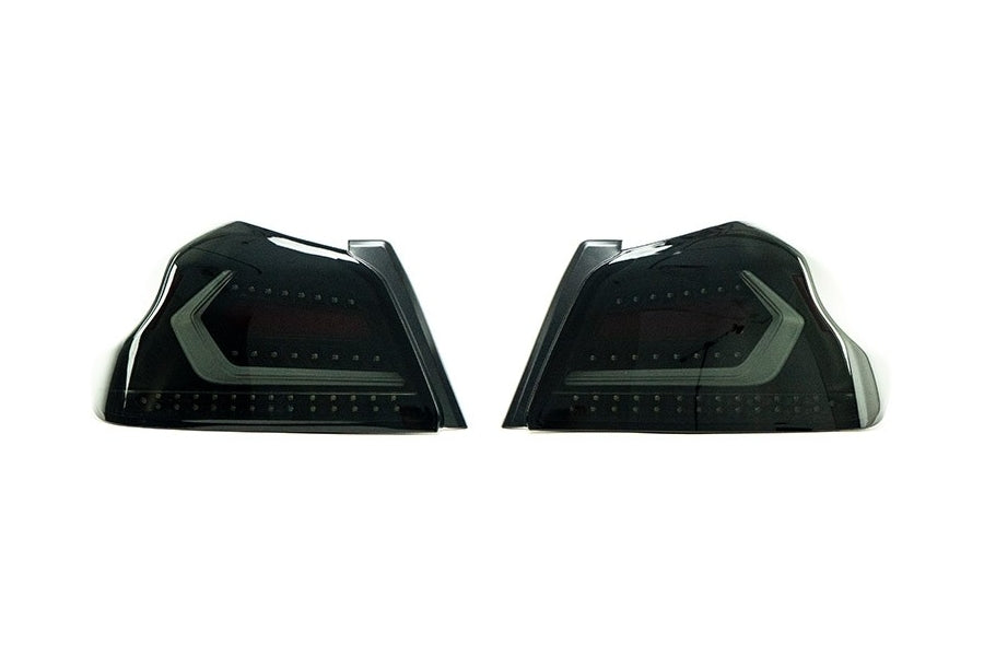 OLM Evolution Tail Lights - Subaru WRX / STI 2015-2021 (Smoked lens/ White bar/ Black Base)