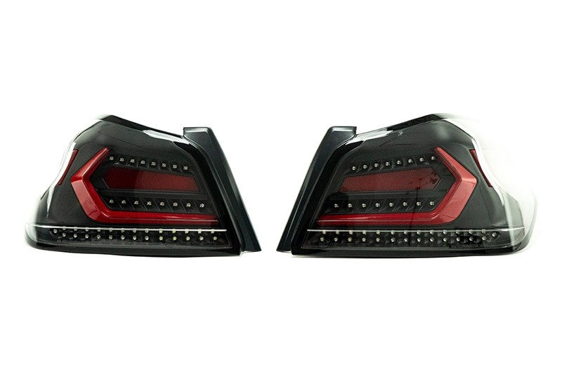 OLM Evolution Tail Lights (Clear Lens, Black Base, Red Bar) - 15+ WRX / STI